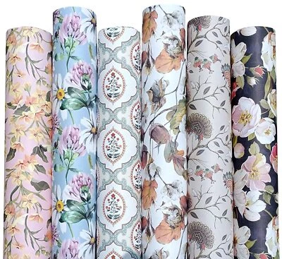 Gift Wrapping Paper Birthday Wrap Roll Cover Papers 29" x 19" New Florals 6 Pc - Image 1 of 4