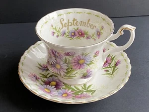 Royal Albert China Flower Month Daisy 1970 September Cup Teacup Saucer England - Foto 1 di 6