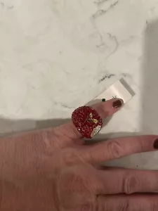 KATE SPADE APPLE OF MY EYE PAVE COCKTAIL RING. NWT - Picture 1 of 10