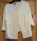 Fair Lady Womens Size 20 Cardigan Sweater Open Front White Ruffle Scallop Edge