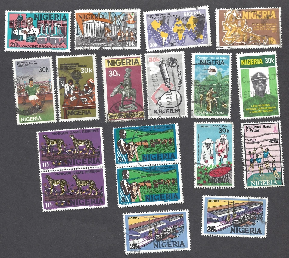 NIGERIA - DIECISÉIS SELLOS USADOS DIFERENTES Foto 1 de 1