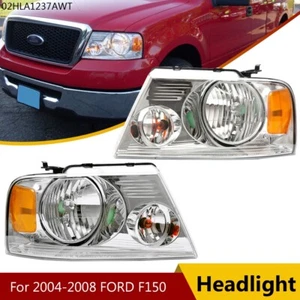 2X CONJUNTO DE FAROS APTO PARA 04-08 FORD F-150 F150 CARCASA CROMADA LADO TRANSPARENTE EE. UU. - Imagen 1 de 12