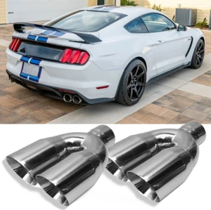 Pair 2.5" Inlet 3.5'' Outlet Dual Wall Exhaust Tips For Ford Mustang GT 5.0 V8 - Picture 1 of 15