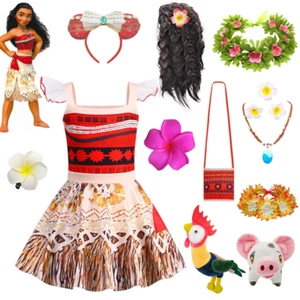 Kids Girls Moana Dress Cosplay Costume Party Birthday Tutu Fancy Dress Up Gifts - Picture 1 of 35