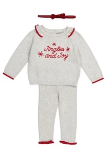 TAHARI Baby Girl 3pc Jingles & Joy Sweater Leggings Set 12 Month Outfit Holiday - Picture 1 of 3