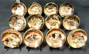 Vintage japanische Sake Cup Sakazuki Tierkreis 12 Arten vergoldet 24K Japan #894 - Bild 1 von 10