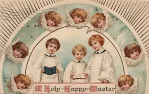 Nr 1462 Engel Chor Sonnenstrahlen Eine heilige Frohe Ostern Postkarte - Bild 1 von 2