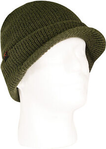 100% Double Layered Wool Watch Cap Warm Beanie Visor Brim With Rothco Tag