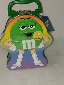 Official M&M's Candy Metal Lunch Box Tin Tote Sealed Green Vintage 2003 - Picture 1 of 8