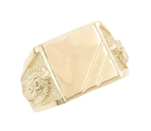 14K GOLD Vintage Ring Solid Religious Carved Neck Signet Sz 10.5 GR864 - Picture 1 of 8