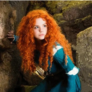 Orange Long Curly Wig Red Full Wigs for Women Halloween Cosplay Costume Party - Picture 1 of 11
