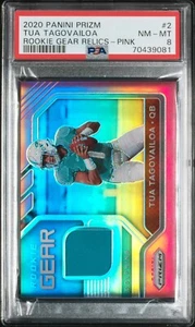 Tua Tagovailoa 2020 Panini Prizm Rookie Gear Relics Pink #2 Dolphins RC PSA 8 - Picture 1 of 2