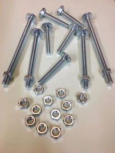 M6, Bright Zinc Plated, Cup Square Hex, Coach Bolts, C/W Nuts. - Picture 1 of 2