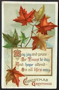 Christmas Greetings Vintage Embossed Postcard Posted - Bild 1 von 2