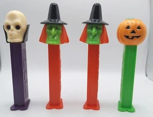 PEZ Halloween Dispensers Qty 4 Jack o' Lantern Dracula Skeleton Witches - Picture 1 of 3