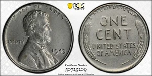 😍 1943 Lincoln Steel Wheat Cent, PCGS Certified, 🔰Gold Shield, Genuine AU - Picture 1 of 5