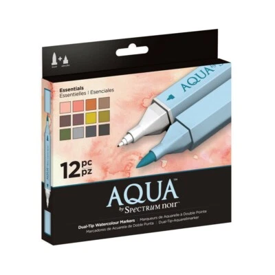 Spectrum Noir Aqua Artist Water Based Dual Nib Pen Set Pack Of 12 - Essentials - Image 1 of 4