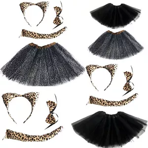 Leopard Tutu Halloween Costume Ladies Kids Girls Book Week Animal Fancy Dress UK - Picture 1 of 10