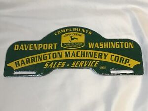 Cool JOHN DEERE - DAVENPORT WASHINGTON Porcelain Metal License Plate Topper Sign