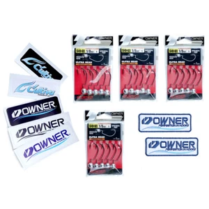 20 Owner Ultra Head 1/8 Oz 3.54g #1 Soft Rubber Worm Hook Sea Bass + patches - Bild 1 von 6