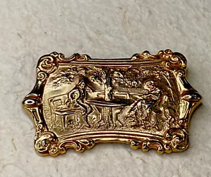 Vintage viktorianische gepresste Paar Gold Metall Brosche Anstecknadel - Bild 1 von 5