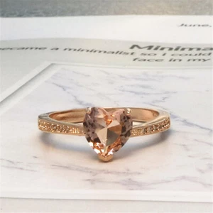 Heart Rings Rose Gold Heart Rings Valentines Day Rings - Picture 1 of 11