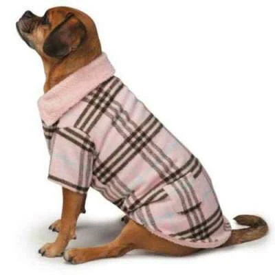 ZACK & ZOEY ELEMENTS CUDDLE PLAID DOG PUPPY COAT JACKET PINK AQUA BLUE MISC SIZE - Image 1 of 4
