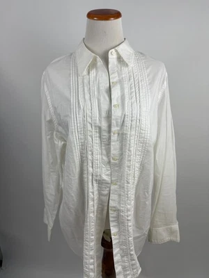 LAUREN RALPH LAUREN white pintuck pleated long sleeve shirt Women's 1X - Image 1 of 3