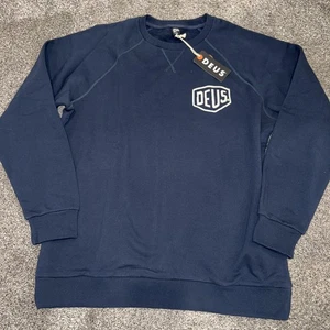 Deus Ex Machina Shield Logo Crew Sweater Herren XXL 2XL Navy Blau Neu - Bild 1 von 6