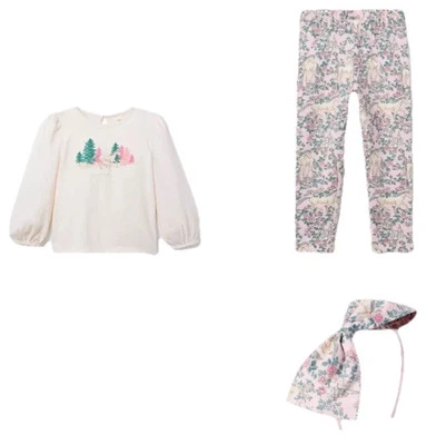 Janie And Jack Girl Size 12 Unicorn LS Ivory Top Print Leggings Headband New 3pc - Image 1 of 4