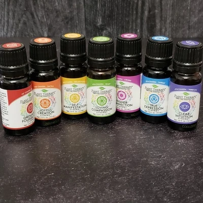 Juego de frascos goteros de aceite esencial de mezclas de chakras de terapia vegetal 10 ml Foto 1 de 3