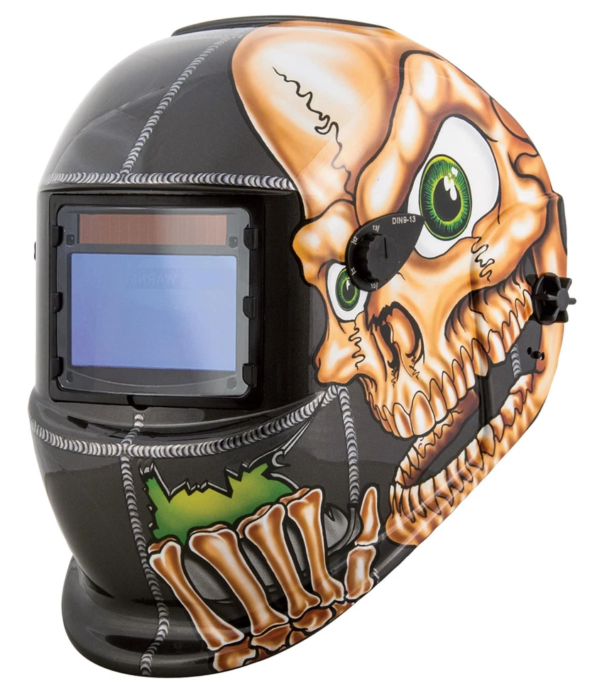 Casco de soldadura Titan 41279 oscurecimiento automático alimentado por energía solar con gráficos de calavera Foto 1 de 1