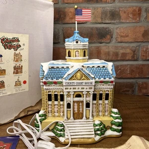 Vintage 1991 Lefton Colonial Village County Courthouse Flag Lights CWD 00233 - Picture 1 of 9