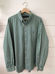 Ralph Lauren Classic Men’s XL Shirt Green Stripe Purple Pony Long Sleeve - Picture 1 of 19