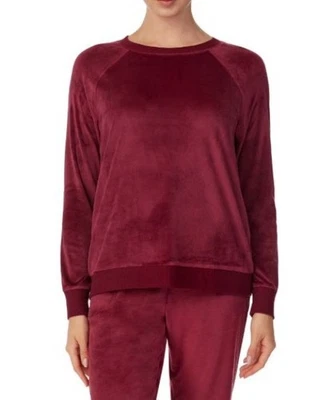 NWT Secret Treasures Women’s S Velour Raglan Long Sleeve Crew Neck Top Burgundy - Image 1 of 4