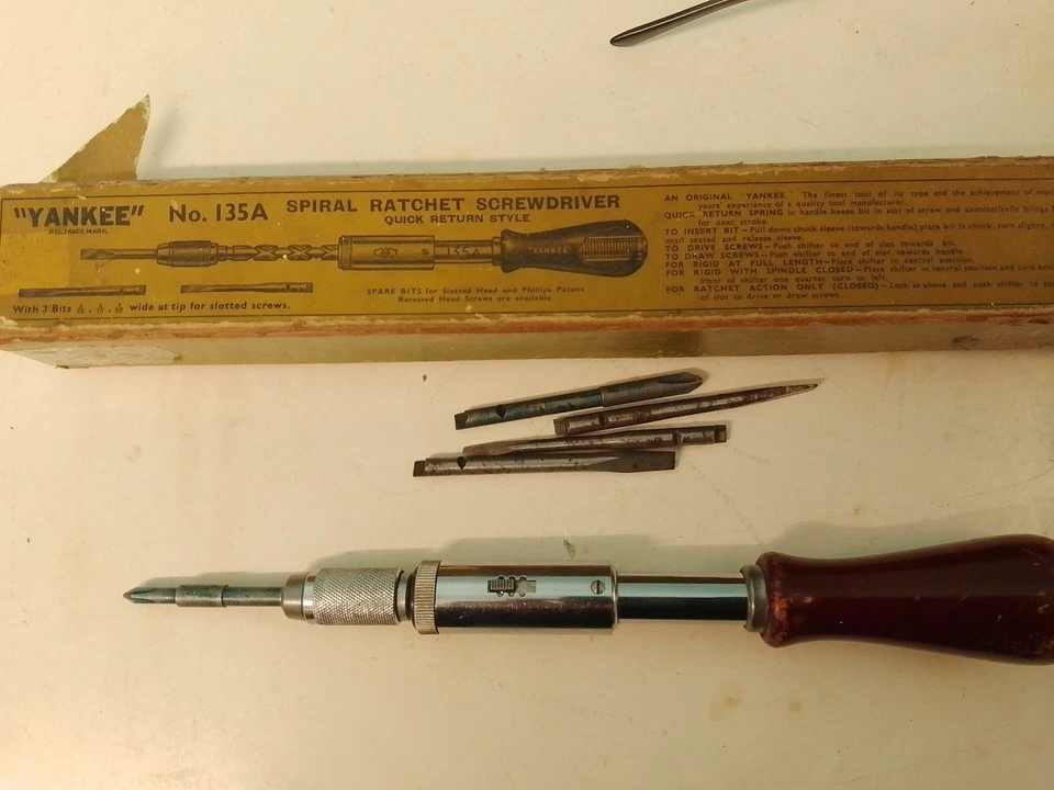 Stanley Yankee 135A Vintage Spiral With 5 Bits Made In Sheffield - Image 1 of 4