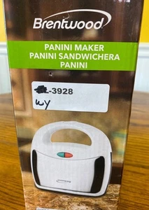 Prensa sándwich eléctrica de superficie antiadherente Brentwood Panini Maker TS-245 blanca - Imagen 1 de 7