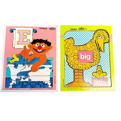 Playskool Puzzles Sesame Street Ernie Bath, Big Bird & Little Bird 1970's Vtg - Image 1 of 4