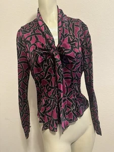 NWT! Women’s Purple, Black, Gold Silk Blouse By Dana Buchman, Sz: 4P #8 - Picture 1 of 6