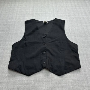 H&M Suit Vest Large Black Button Up Cropped Y2K Dark Academia Office Minialist - Picture 1 of 8