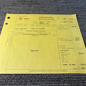 De colección 1960 Buick concesionario de automóviles recibo de ventas factura de concesionario de automóviles - Imagen 1 de 2