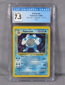 POLIWRATH #13/102 Pokemon 1999 Base Set Ilimitado Holo CGC Grado 7.5 Casi Nuevo+ - Imagen 1 de 3