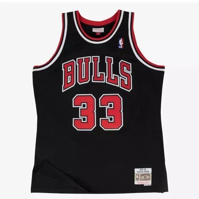 Chicago Bulls Scottie Pippen 97/98 HWC Mitchell & ness Swingman Black Jersey.New - Image 1 of 4