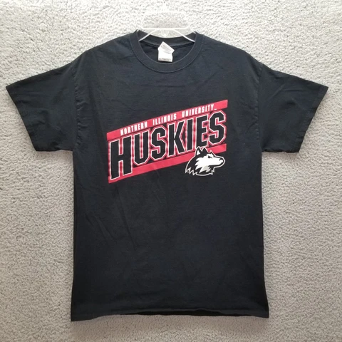 Northern Illinois Huskies T Shirt Mens Medium Black  Red White Casual NCAA Cover