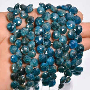 Neon Blue Apatite Gemstone Heart Faceted Beads 8X8X4 mm Strand 20-25 Pcs GB-739 - Picture 1 of 4