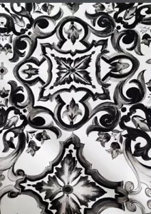 Hochwertig Majolika-Print Seide Satin Stoff Meterware von Mariotti Italien - Bild 1 von 4