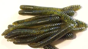 Cola de paleta de 3,5 pulgadas (GREEN PUMPKIN/BLU FLK)-disparo de gota/gusano fino/ajo hvy 30ct - Imagen 1 de 5
