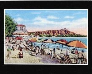 KLASSISCHER WAIKIKI BEACH HANDKOLORIERTER S/W TO GICLÉE DRUCK 1930? ON 8X10" MATT - Bild 1 von 1