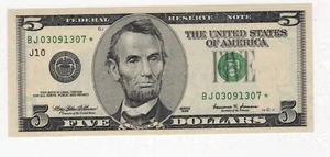 1999 Five 5 Dollar Star Note Kansas Rare - Picture 1 of 2