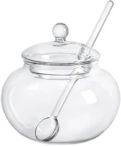 Clear Glass Sugar Bowl with Lid and Sugar Serving Spoon,8 Ounces - Picture 1 of 12